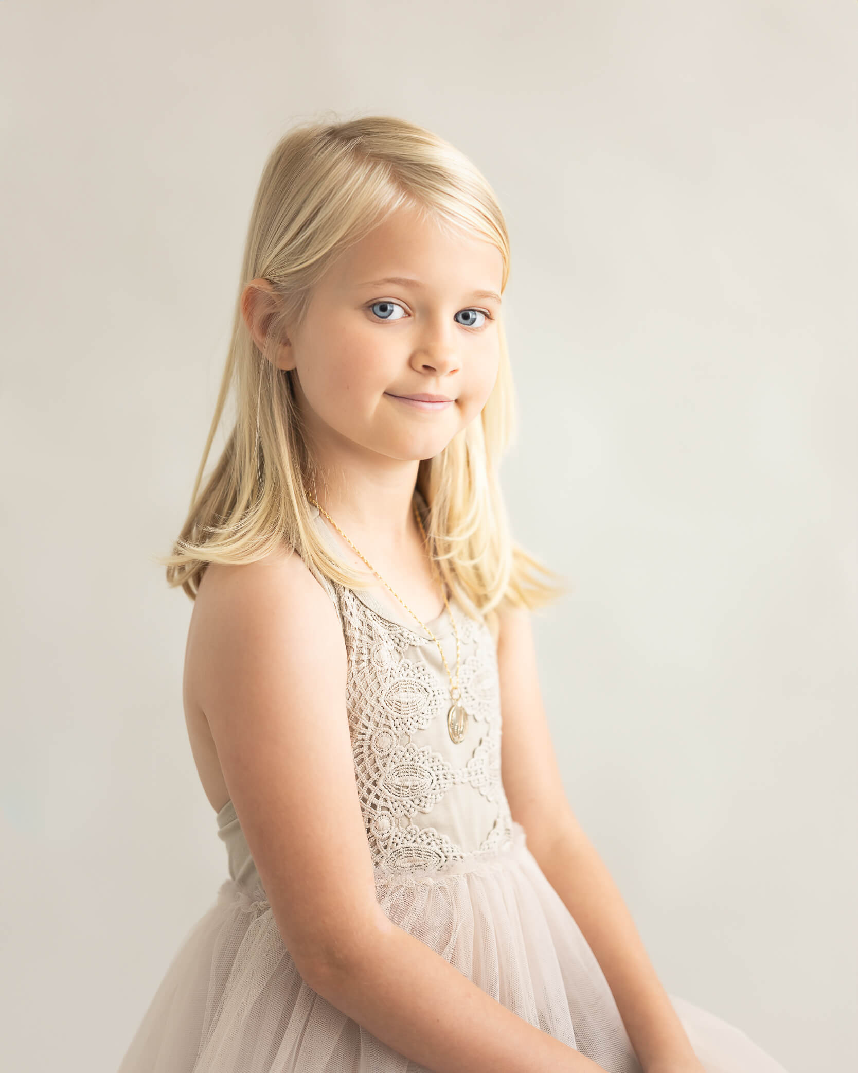 beautiful studio portrait of a child all neutral