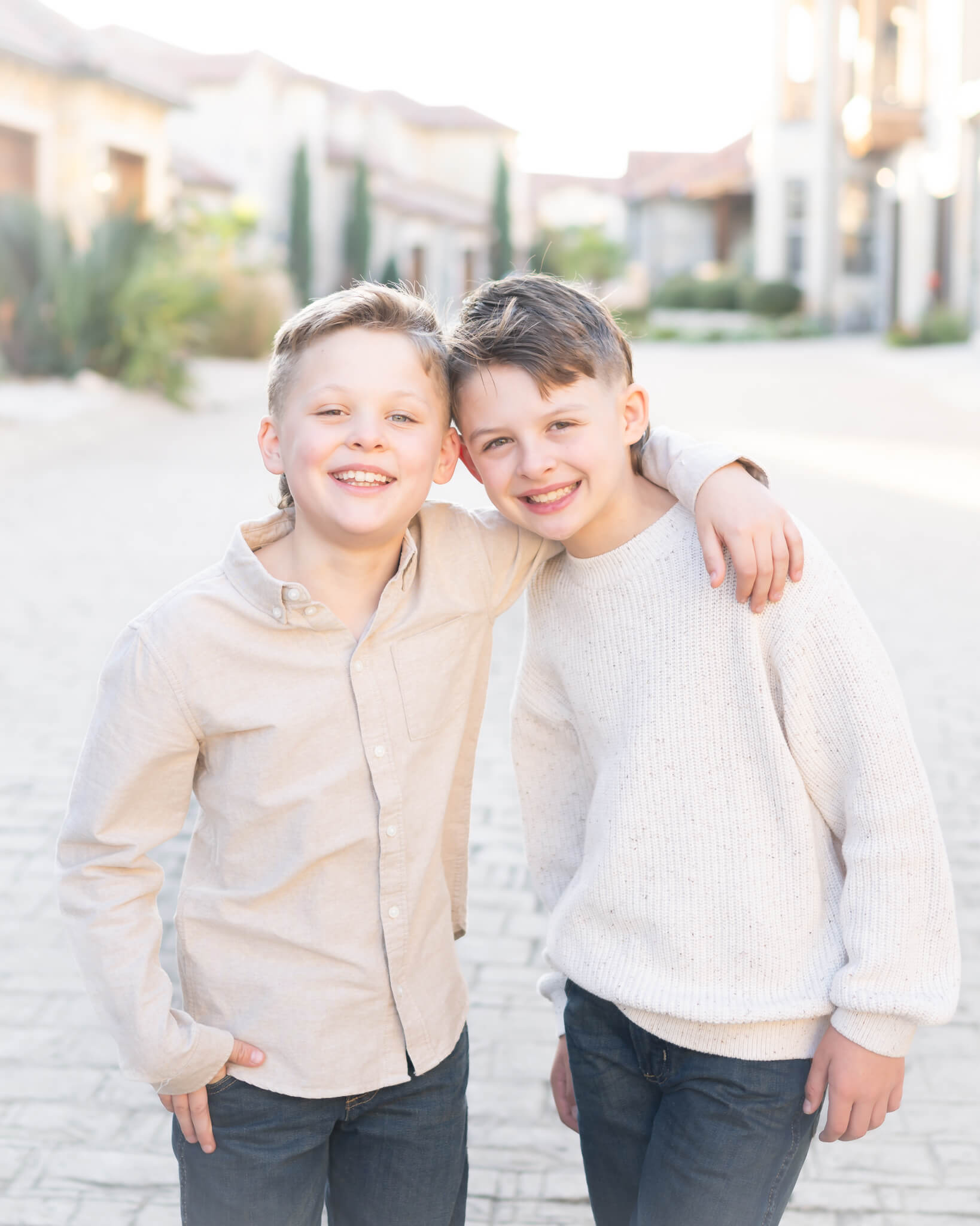 Brothers in neutral looking handsome in McKinney Texas Family portrait